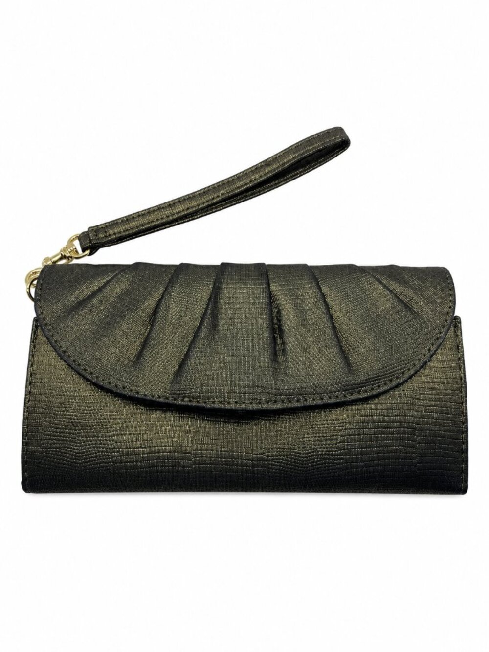 VTG Y2K Style & Co Evening Wristlet‎ Clutch Green Pleated + Kiss Knob Coin Purse